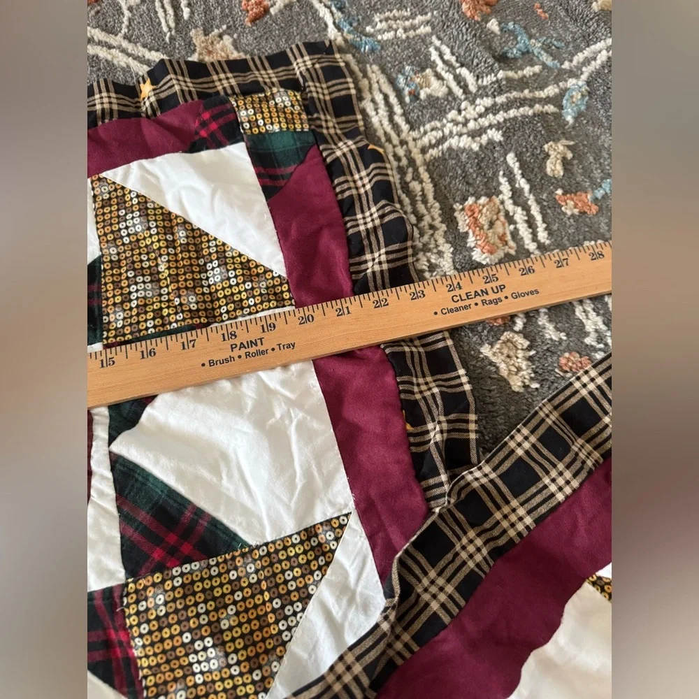 Autumn Pumpkin Patchwork Quilt Pillow Case Burgundy One Set‎